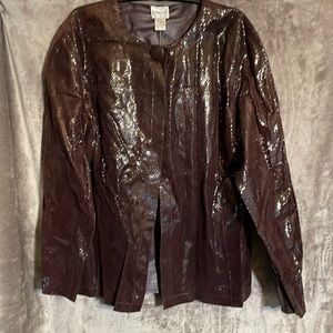 NWT Reversible Leather Size 3 (16) Animal Tranquil Outerwear Color: Exotic Plum
